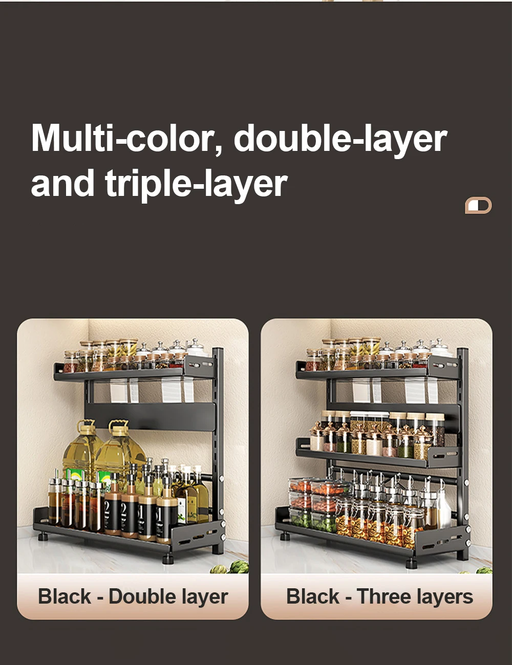 3 Tier Spice Storage Rack for Countertop Adjustable Spice Organization for Cabinet Kitchen Organizer Metal Shelf Black 3 Tier Spice Storage Rack for Countertop Adjustable Spice Organization for Cabinet Kitchen Organizer Metal Shelf Black