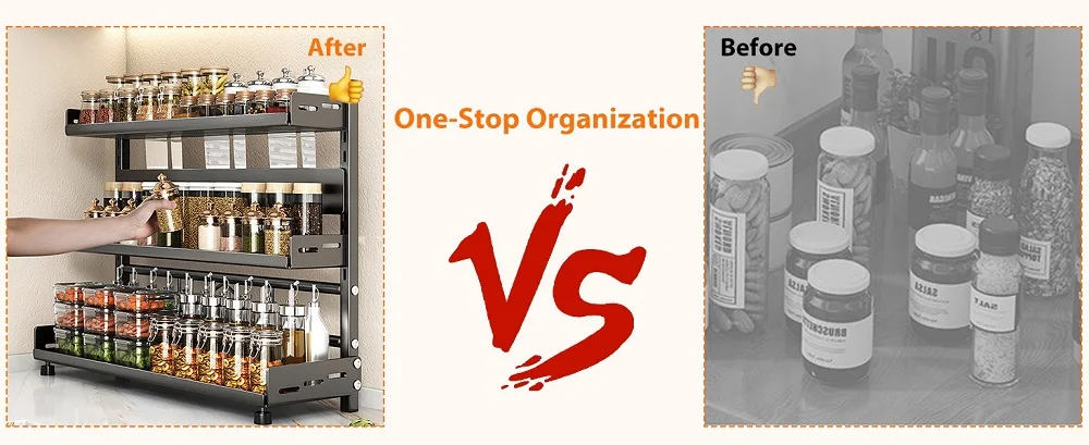 3 Tier Spice Storage Rack for Countertop Adjustable Spice Organization for Cabinet Kitchen Organizer Metal Shelf Black 3 Tier Spice Storage Rack for Countertop Adjustable Spice Organization for Cabinet Kitchen Organizer Metal Shelf Black