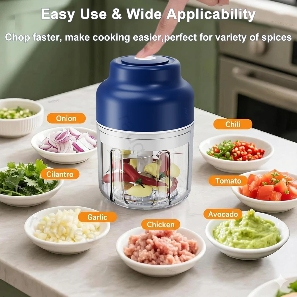 Electric Food Chopper 320ml Electric Garlic Chopper USB Rechargeable Meat Grinder Garlic Press Portable Blender Electric Food Chopper 320ml Electric Garlic Chopper USB Rechargeable Meat Grinder Garlic Press Portable Blender